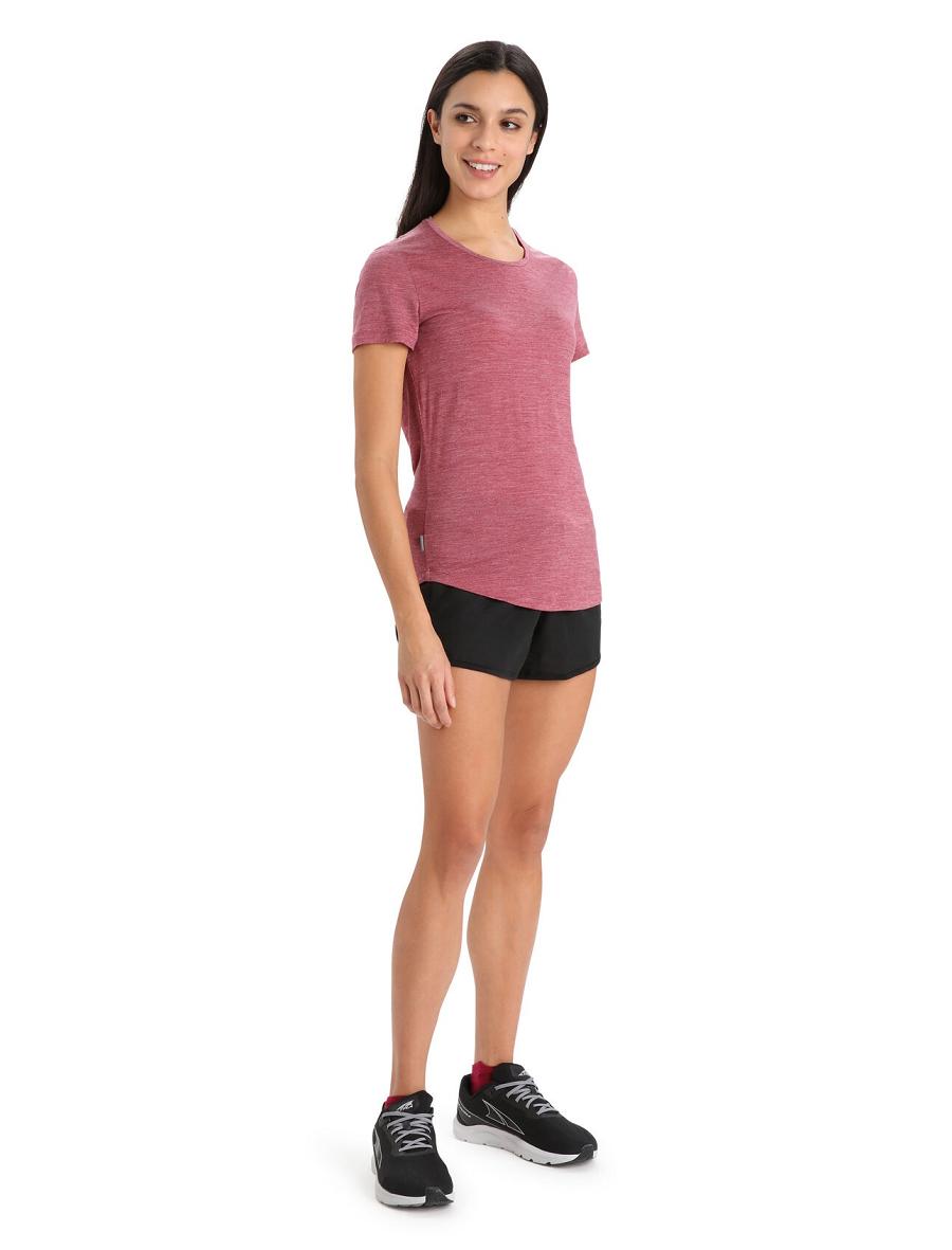 Women's Icebreaker Merino Sphere II Short Sleeve T Shirts Cherry Heather | CA 1380FDNM